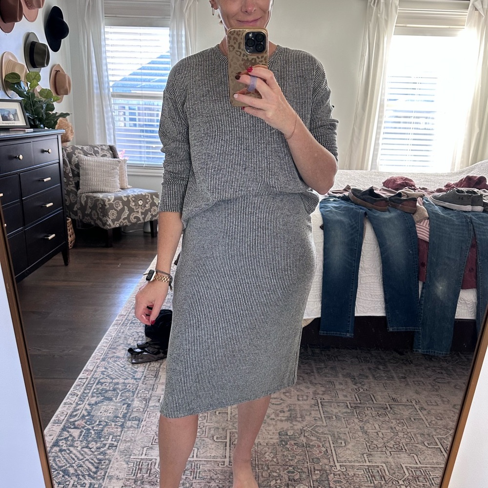 Charcoal Knit Sweater + Skirt Set